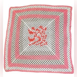 Handknit Crochet Throw Blanket 42X42”